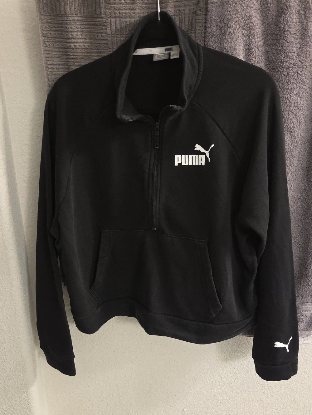 Puma Black Half-Zip Pullover with White Logo